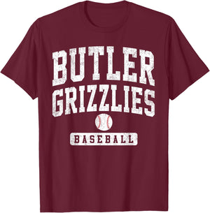 Butler Community College Grizzlies Baseball Arch Vintage T-Shirt - T-Shirt | Maroon