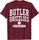 Butler Community College Grizzlies Baseball Arch Vintage T-Shirt - T-Shirt | Maroon