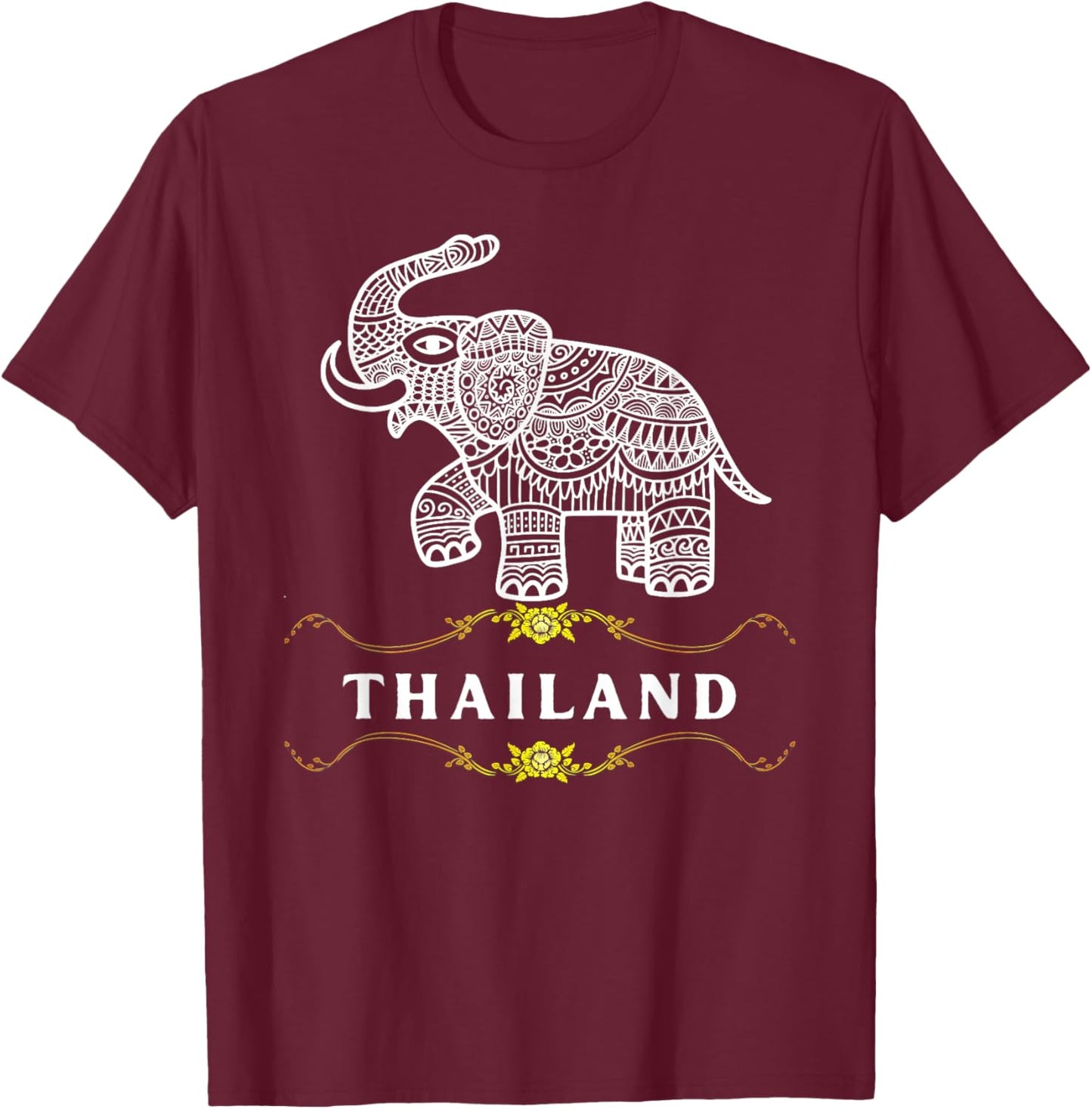 Cool Thailand Elephant Exotic Chiang Mai Family Vacation T-Shirt - T-Shirt | Maroon