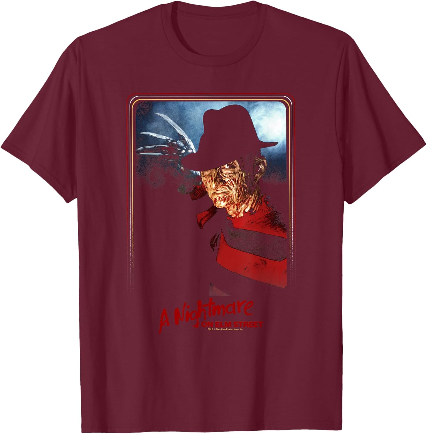 A Nightmare On Elm Street Freddy Kruger Poster T-Shirt - T-Shirt | Maroon