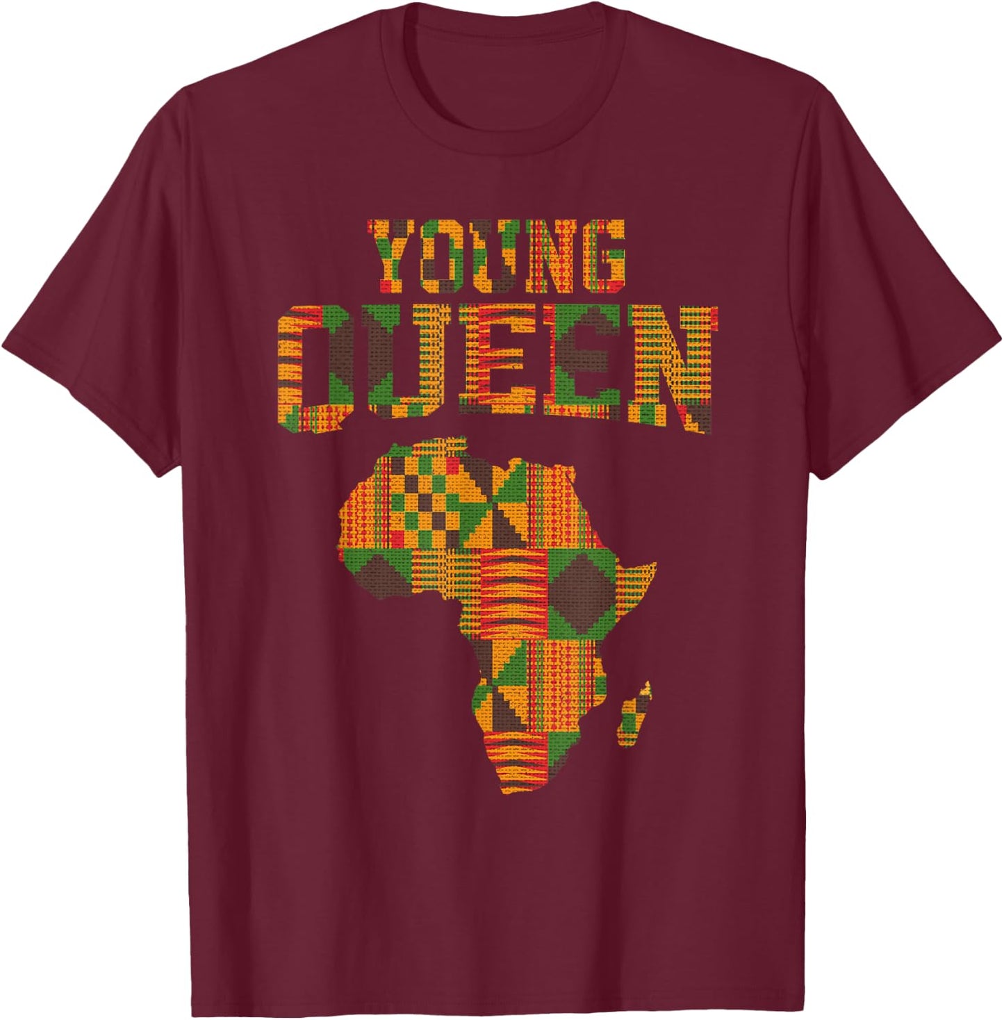 African Queen Art For Girls Women African Print Kente Cloth T-Shirt - T-Shirt | Maroon