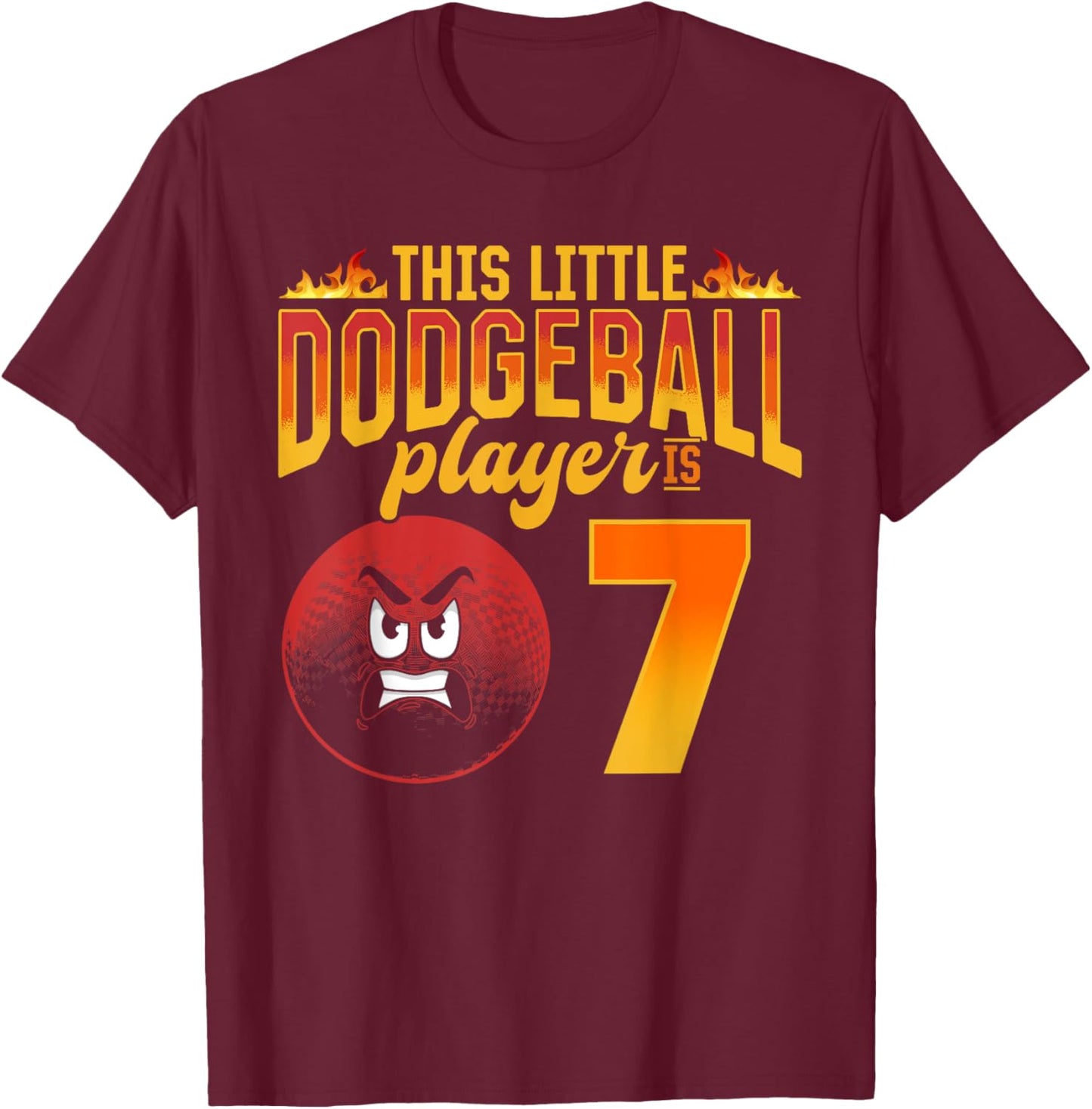 Dodgeball Player 7th Birthday Dodgeball Player T-Shirt - T-Shirt | Maroon
