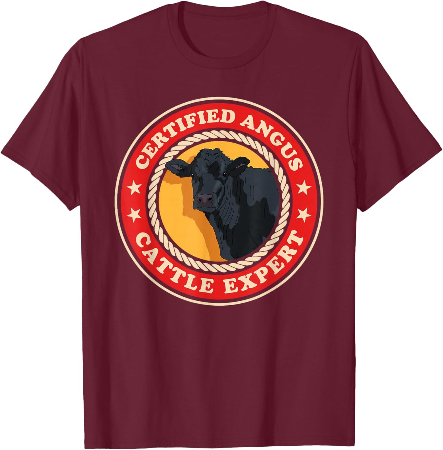 Angus Cattle Expert | Black Angus Cow T-Shirt - T-Shirt | Maroon