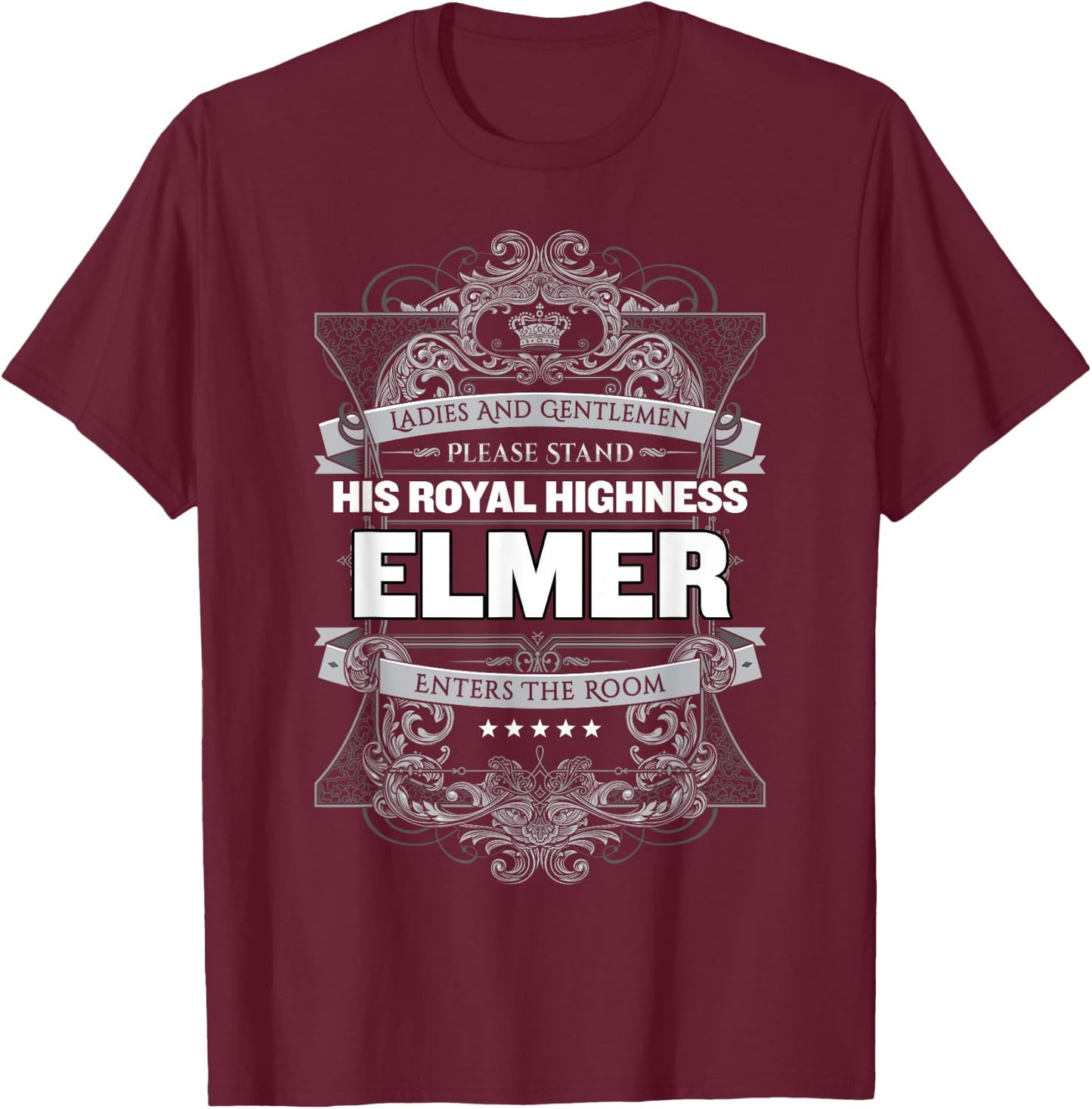 Elmer First Name T-Shirt - T-Shirt | Maroon