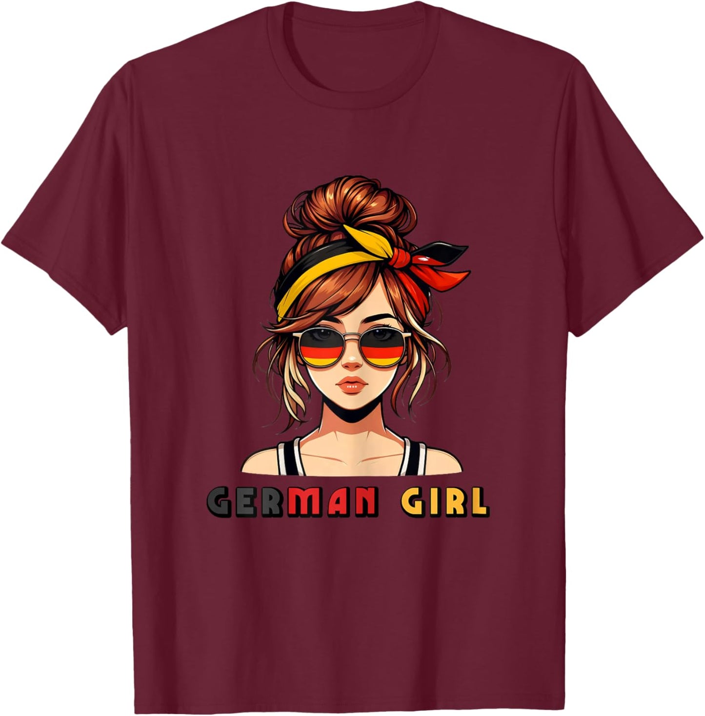 German Girl Deutsches Mädchen Deutschland Flagge T-Shirt - T-Shirt | Maroon