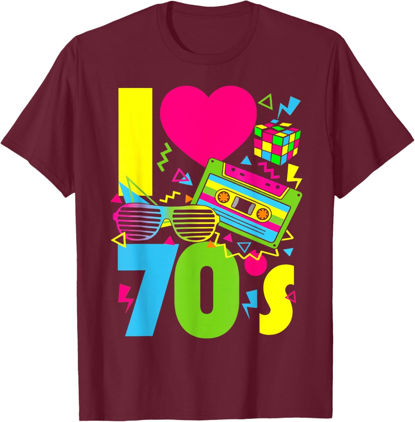 I Love The 70s Men Women Kids 70's 80's Party Retro Costume T-Shirt - T-Shirt | Maroon
