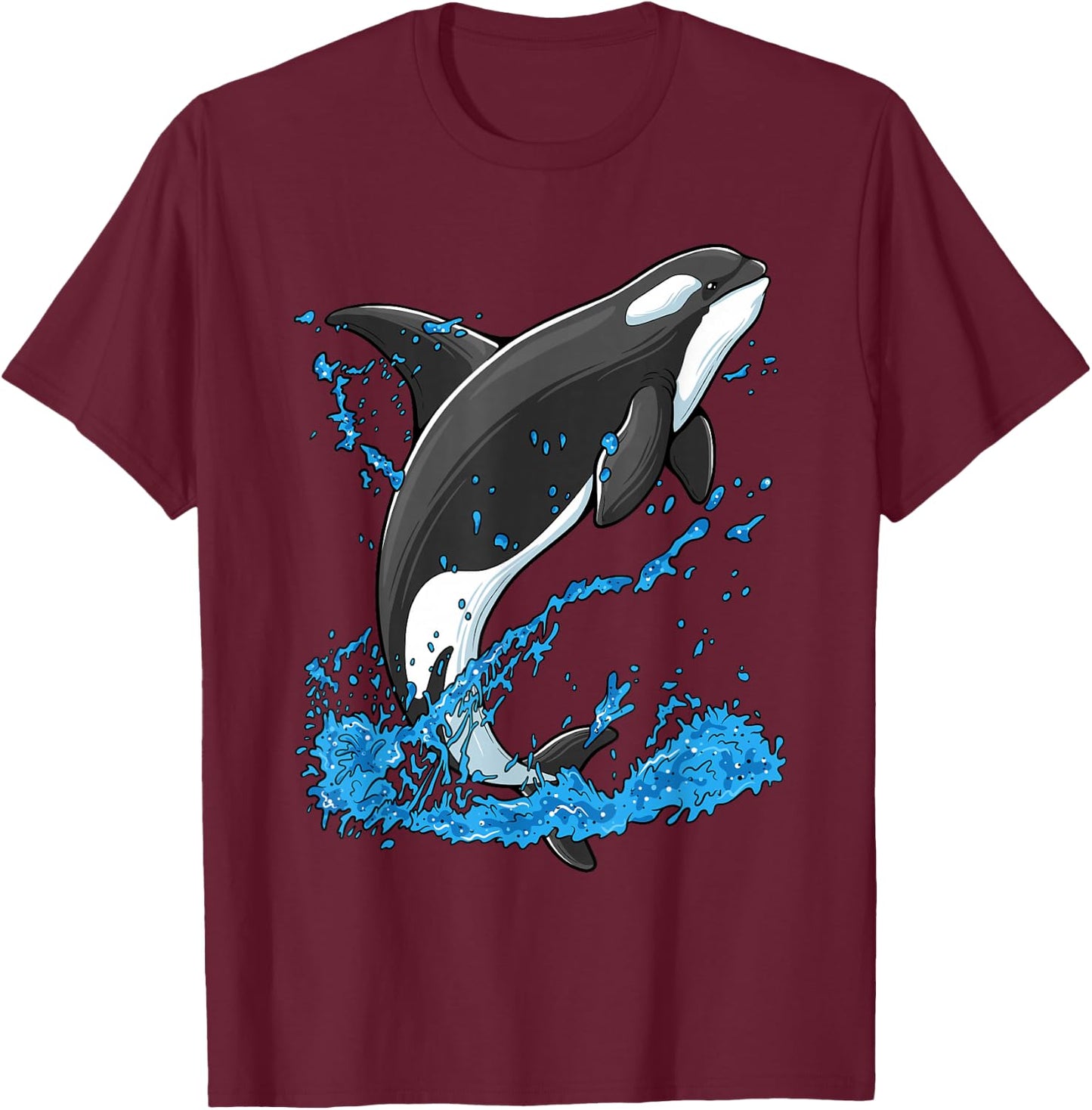 Orca Killer Whale Graphic Gift T-Shirt - T-Shirt | Maroon