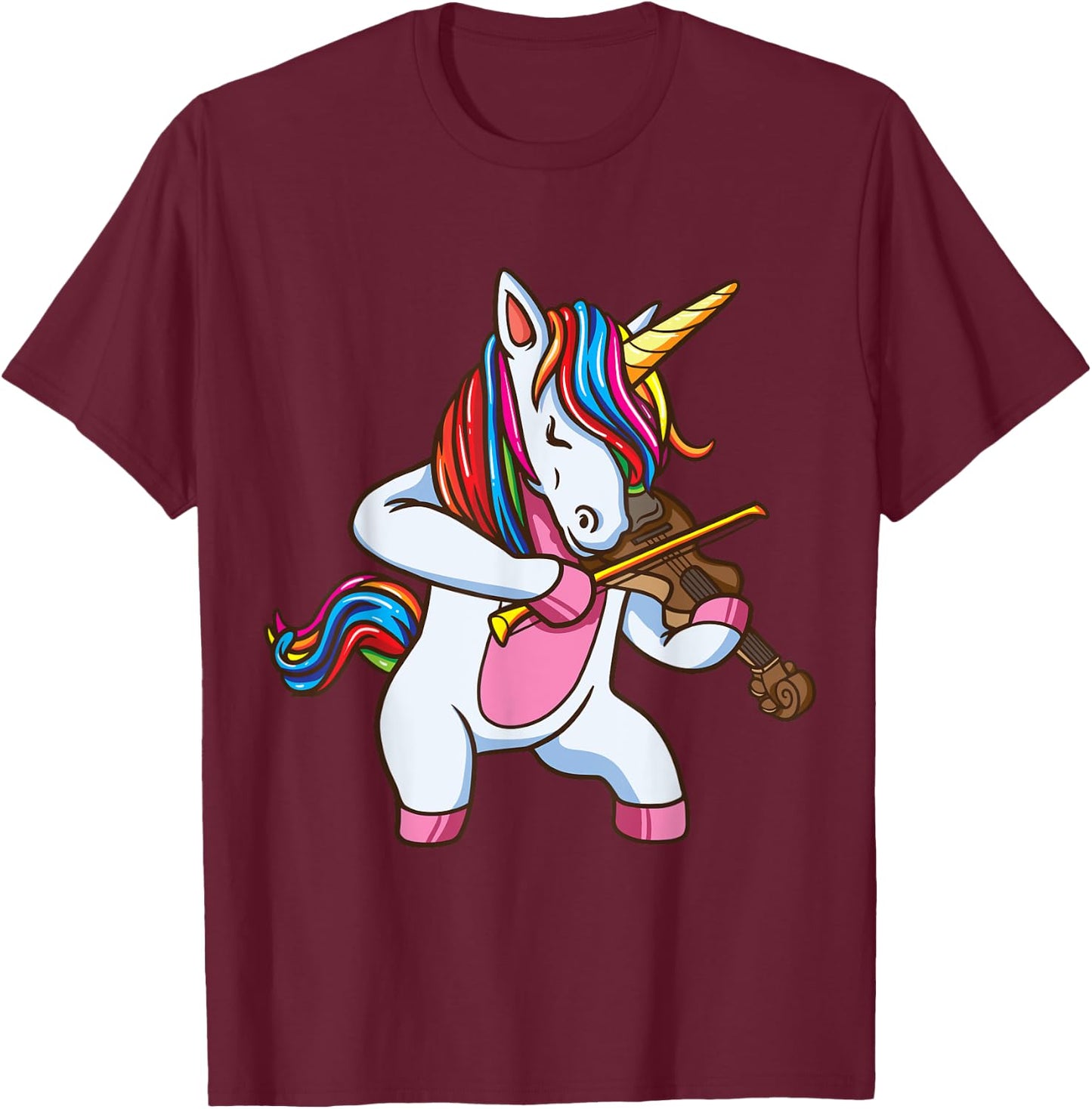 Violinist Unicorn Violin Viola Player Music Lover Gift Shirt T-Shirt - T-Shirt | Maroon