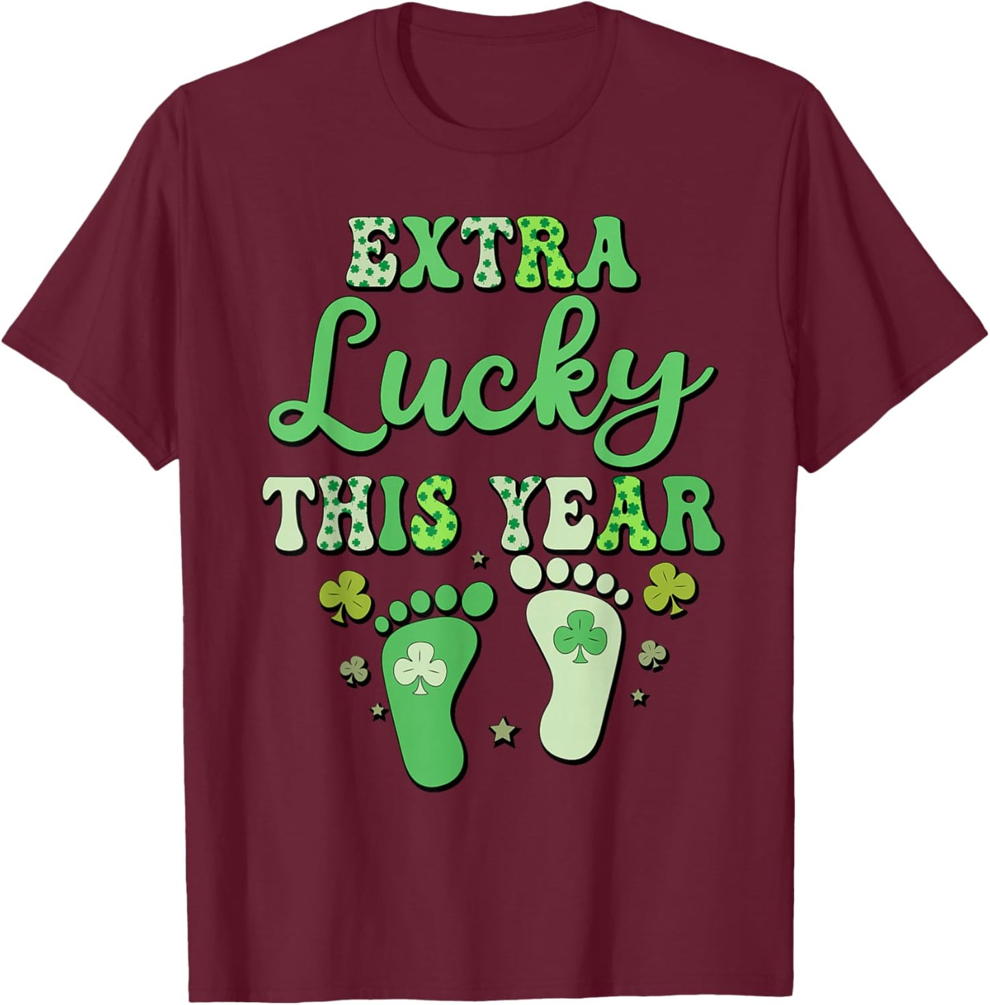 Extra lucky this year baby announcement Saint Patricks Day T-Shirt - T-Shirt | Maroon