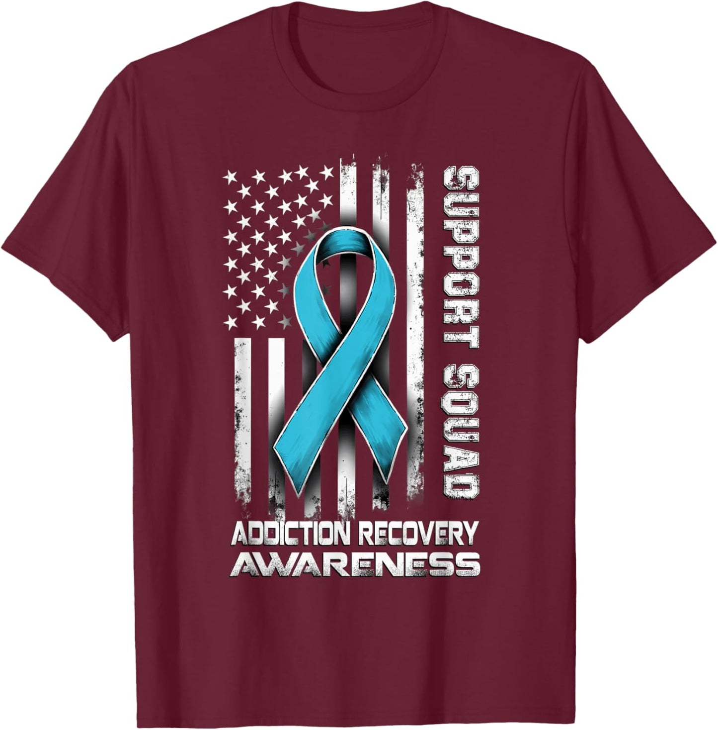 Retro Support Squad Addiction Recovery Awareness T-Shirt - T-Shirt | Maroon