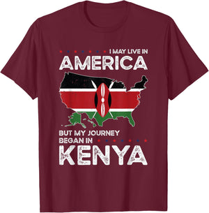 Kenyan American Patriot USA Grown Kenya US Flag T-Shirt - T-Shirt | Maroon