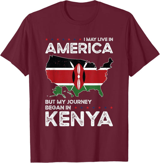 Kenyan American Patriot USA Grown Kenya US Flag T-Shirt - T-Shirt | Maroon