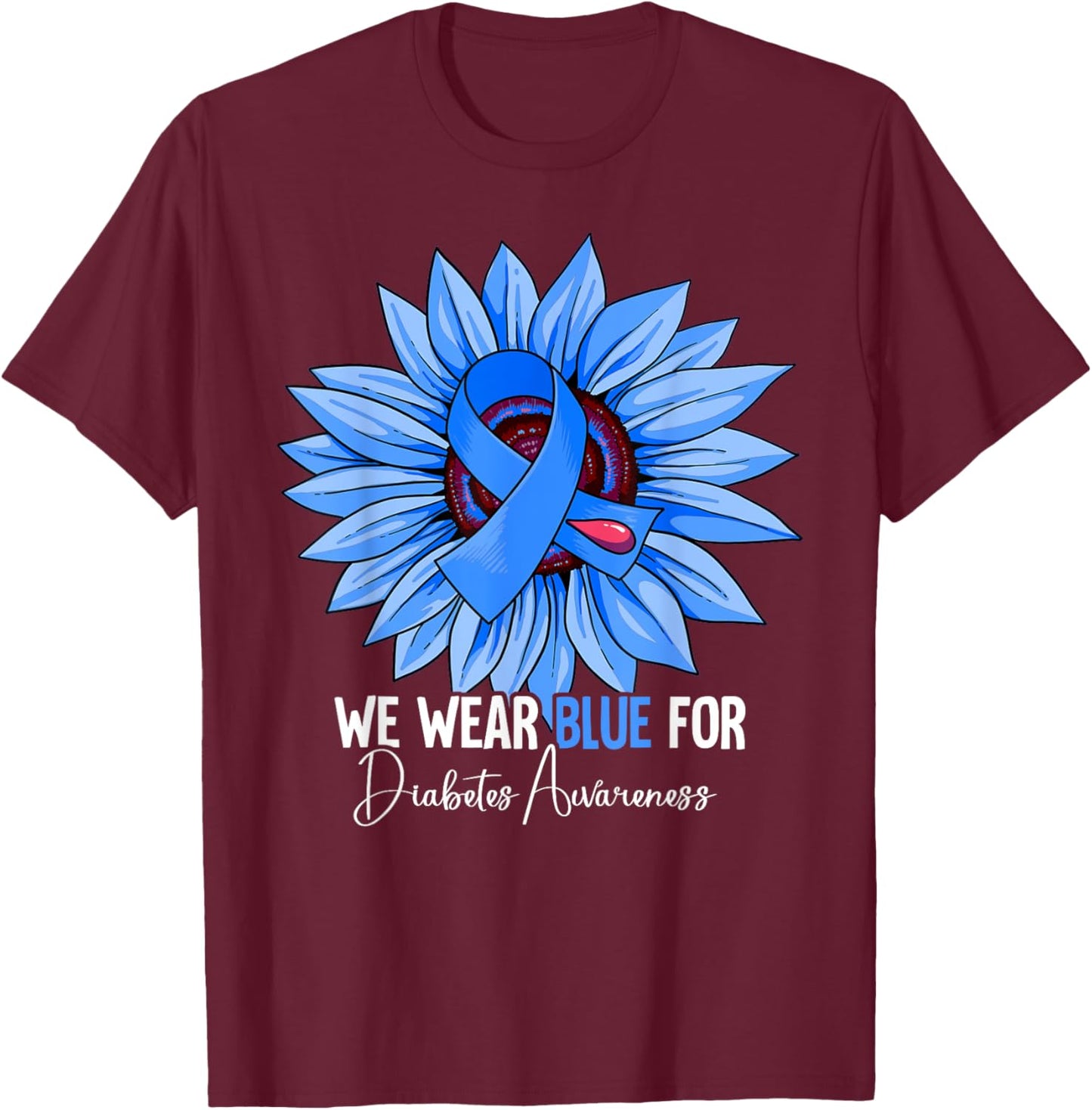 Diabetes Awareness T-Shirt - T-Shirt | Maroon