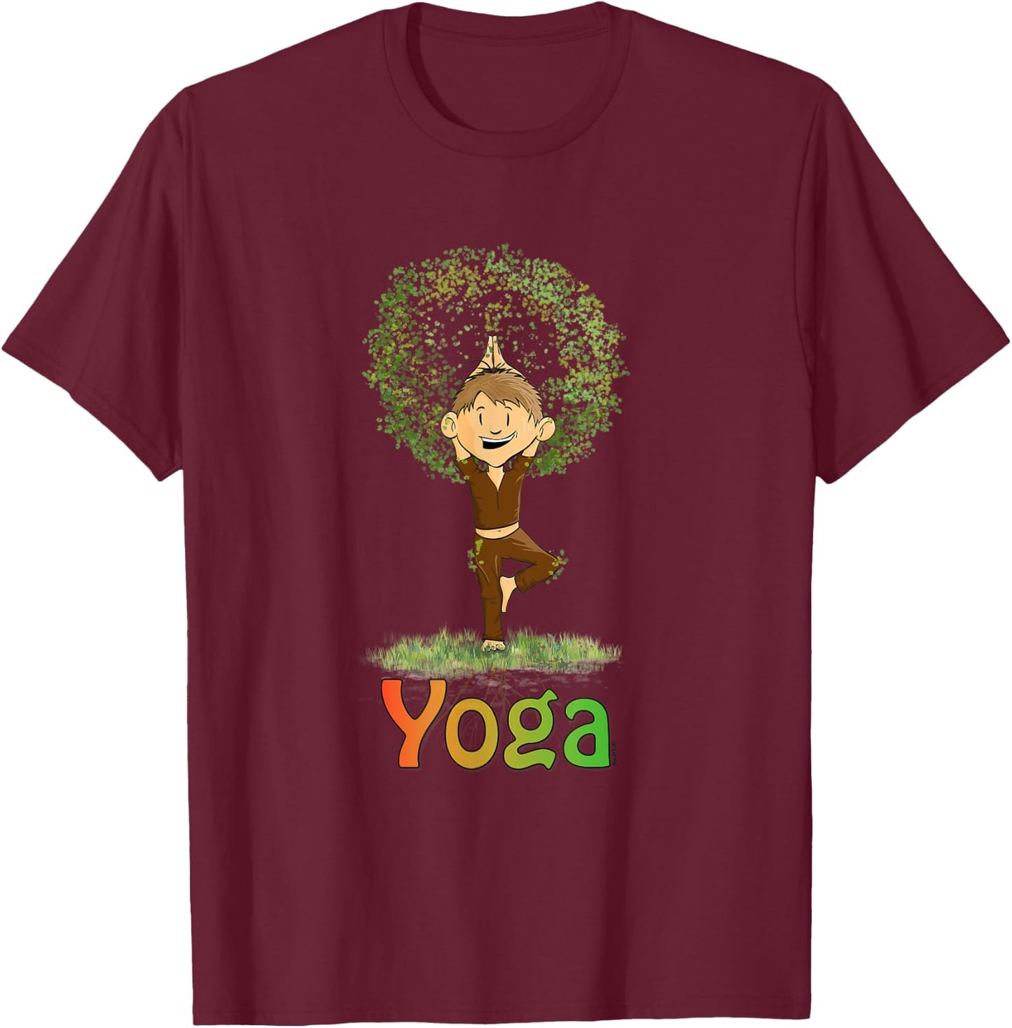 Kids Toddler Yoga Yogini The Tree Vrikshasana T-Shirt - T-Shirt | Maroon