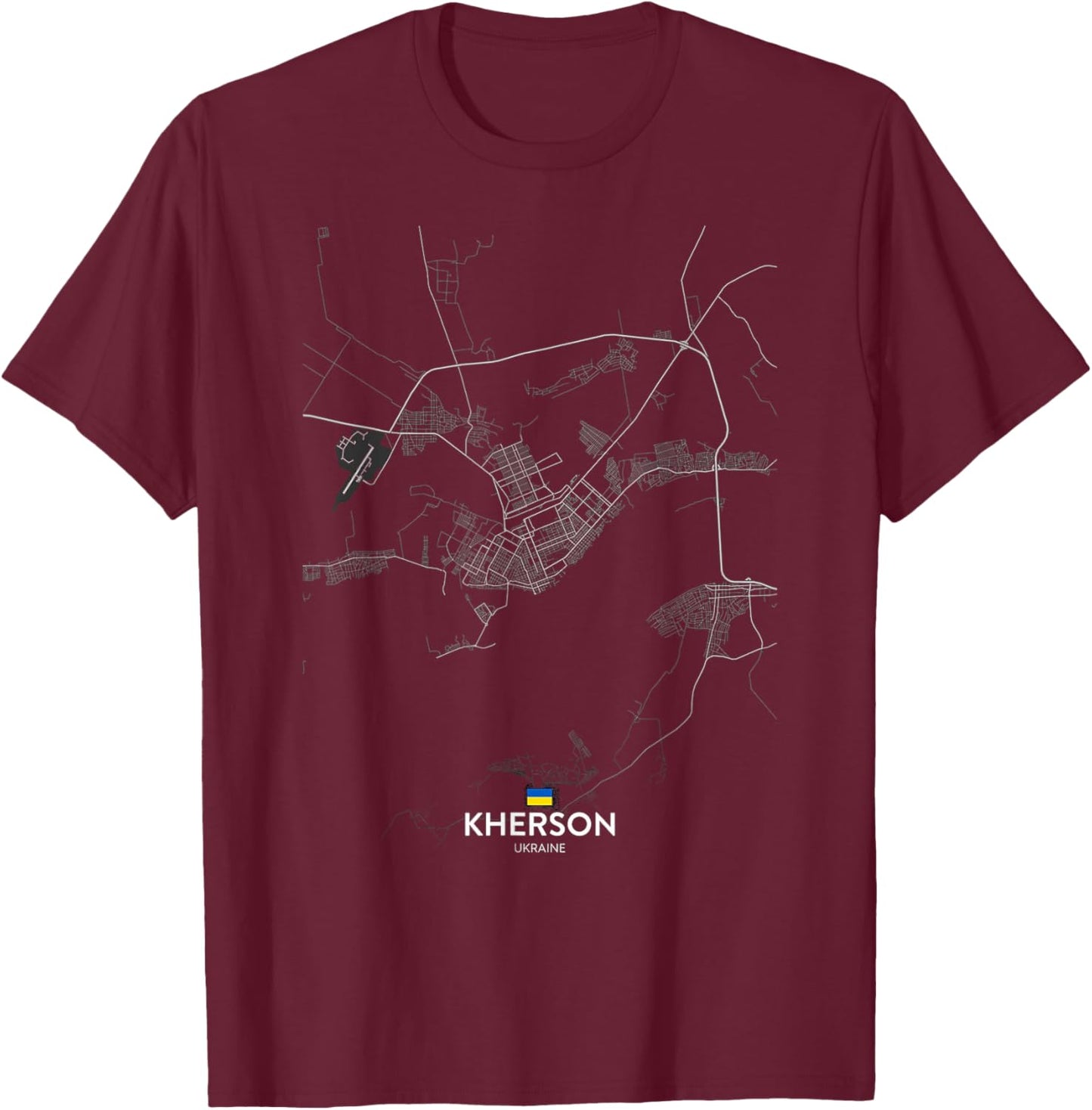 kherson ukraine City map Travel souvenir hometown T-Shirt - T-Shirt | Maroon