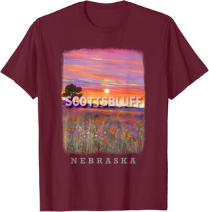 Scottsbluff Nebraska NE Prairie Skies SD226 T-Shirt - T-Shirt | Maroon