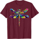 Dragonfly Dragonfly Flying Insects Colorful Wings Soft , Black, S T-Shirt - T-Shirt | Maroon