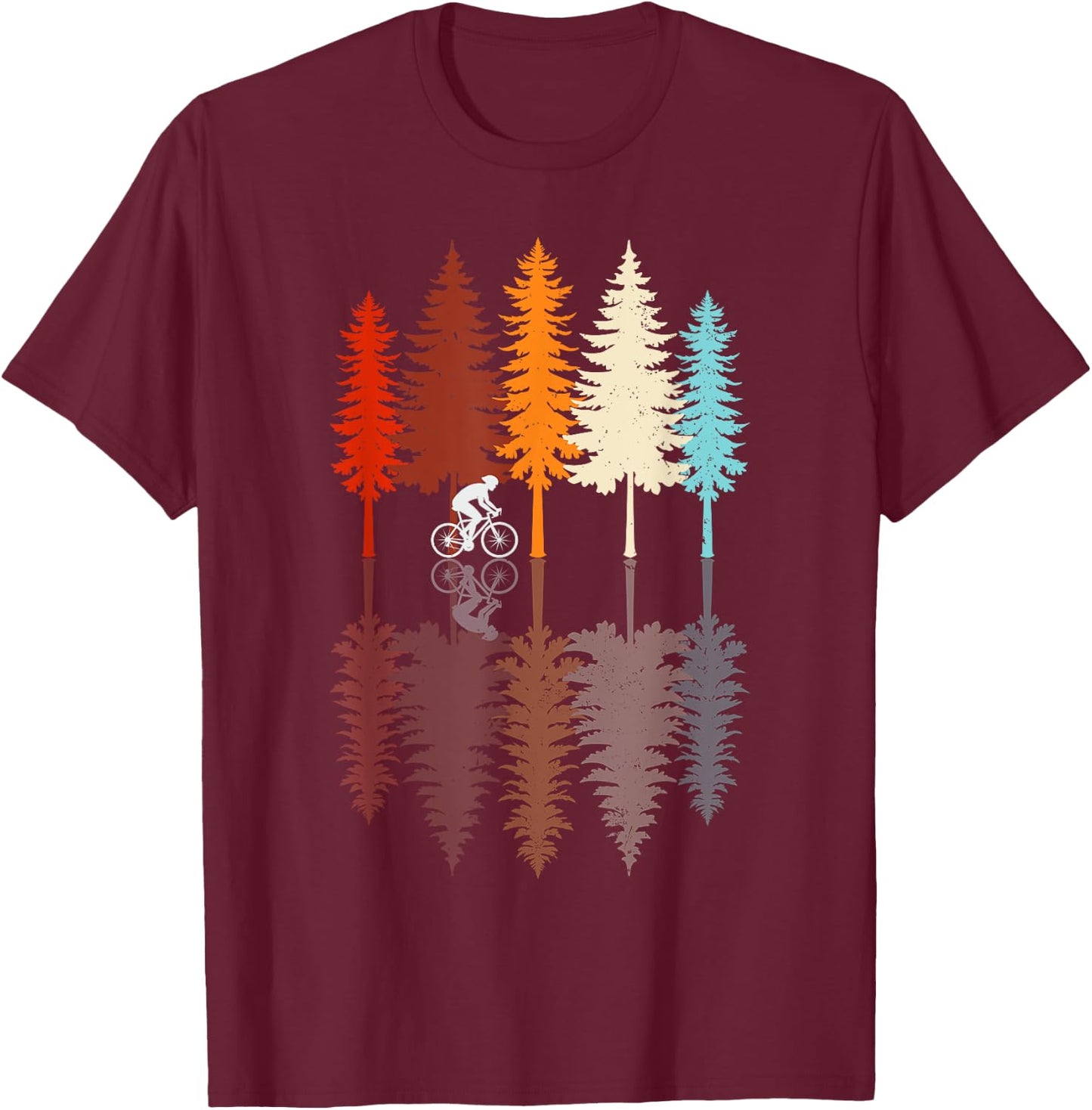 Vintage Cycling Retro Forest Road Bike Bicycle Bicycling T-Shirt - T-Shirt | Maroon
