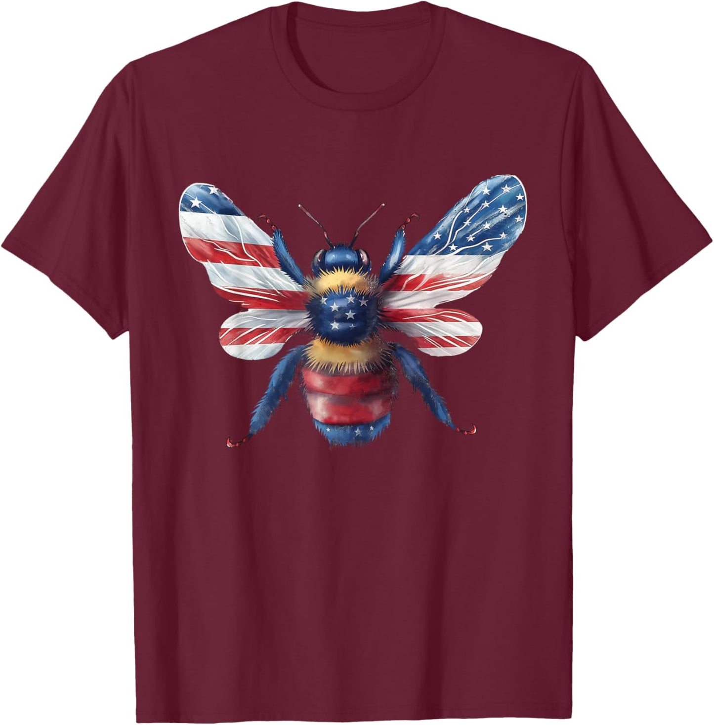 Red White and Blue Bee T Shirt T-Shirt - T-Shirt | Maroon