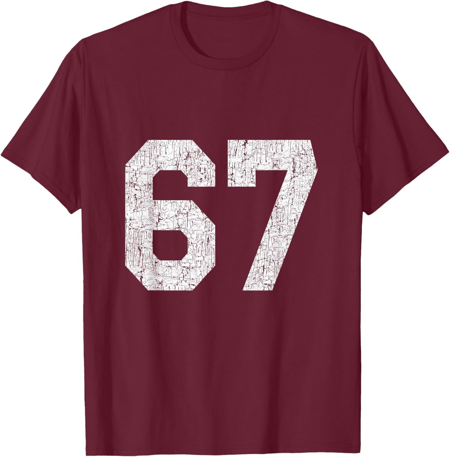 #67 Jersey Uniform Varsity Sports Number, 67th Birthday T-Shirt - T-Shirt | Maroon