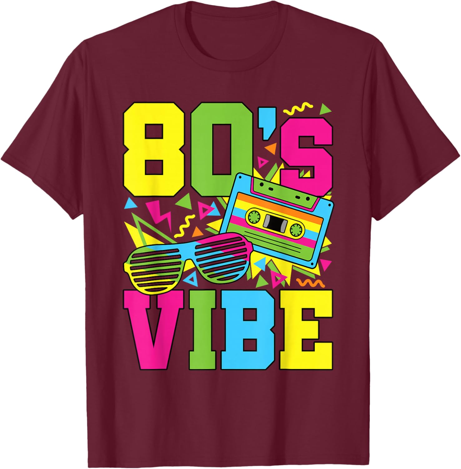 80's Vibe Retro 1980s 80s Style Party Outfit Men Women Kids T-Shirt - T-Shirt | Maroon