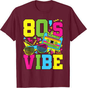 80's Vibe Retro 1980s 80s Style Party Outfit Men Women Kids T-Shirt - T-Shirt | Maroon