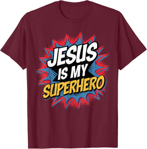 Boy Jesus Is My Superhero Christian Men Kids God Son Toddler T-Shirt - T-Shirt | Maroon