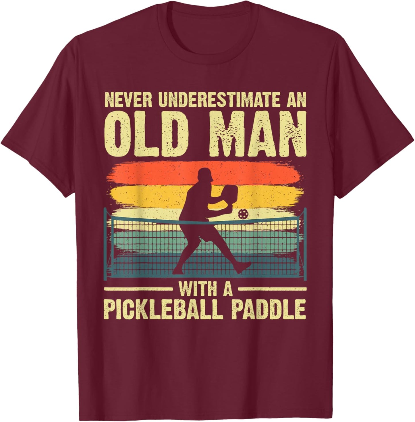 Cool Pickleball Design Grandpa Pickleball Player Small T-Shirt - T-Shirt | Maroon