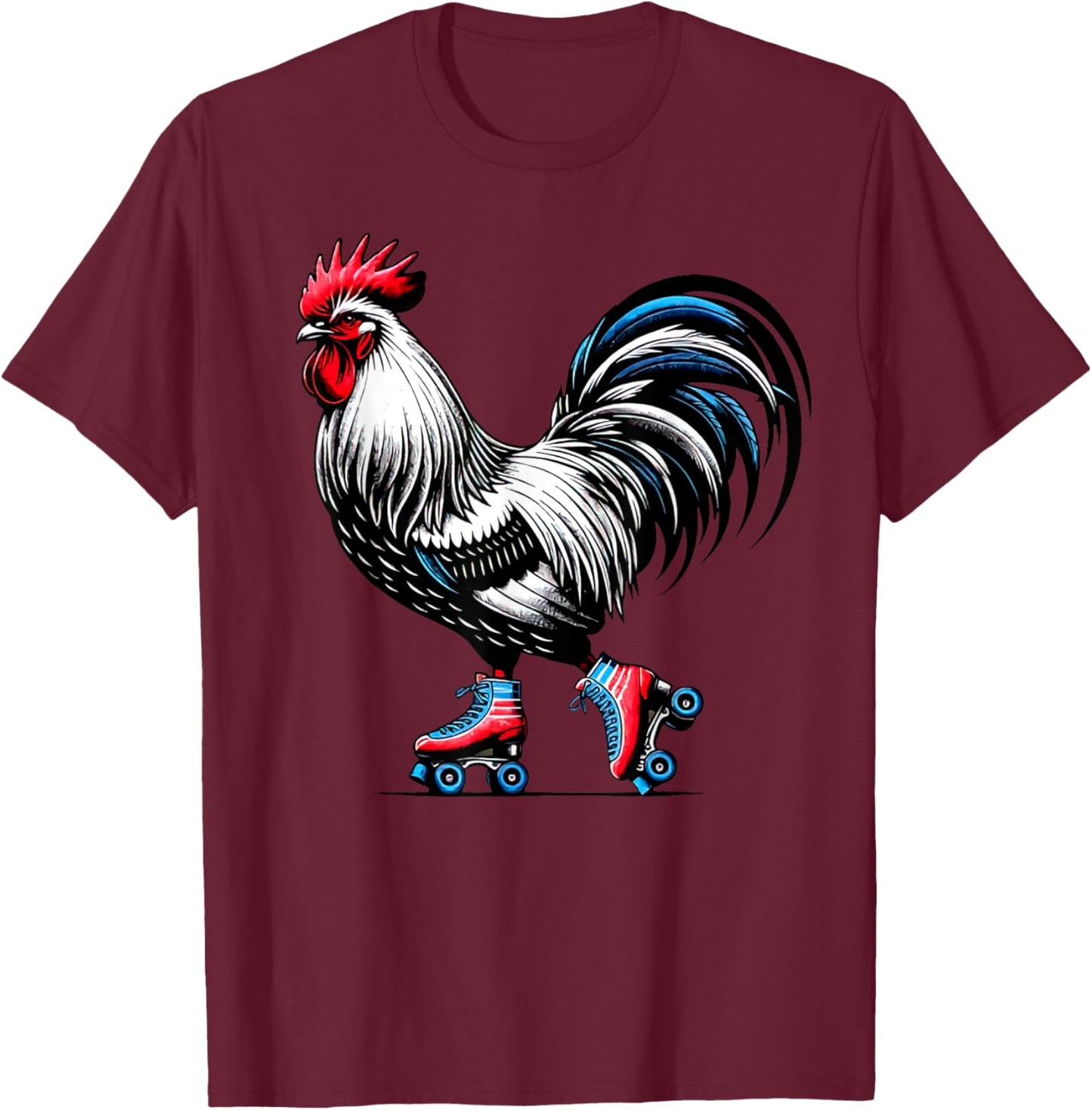 Retro Roller Skating Rooster Derby Skater Roller Skate Girls T-Shirt - T-Shirt | Maroon