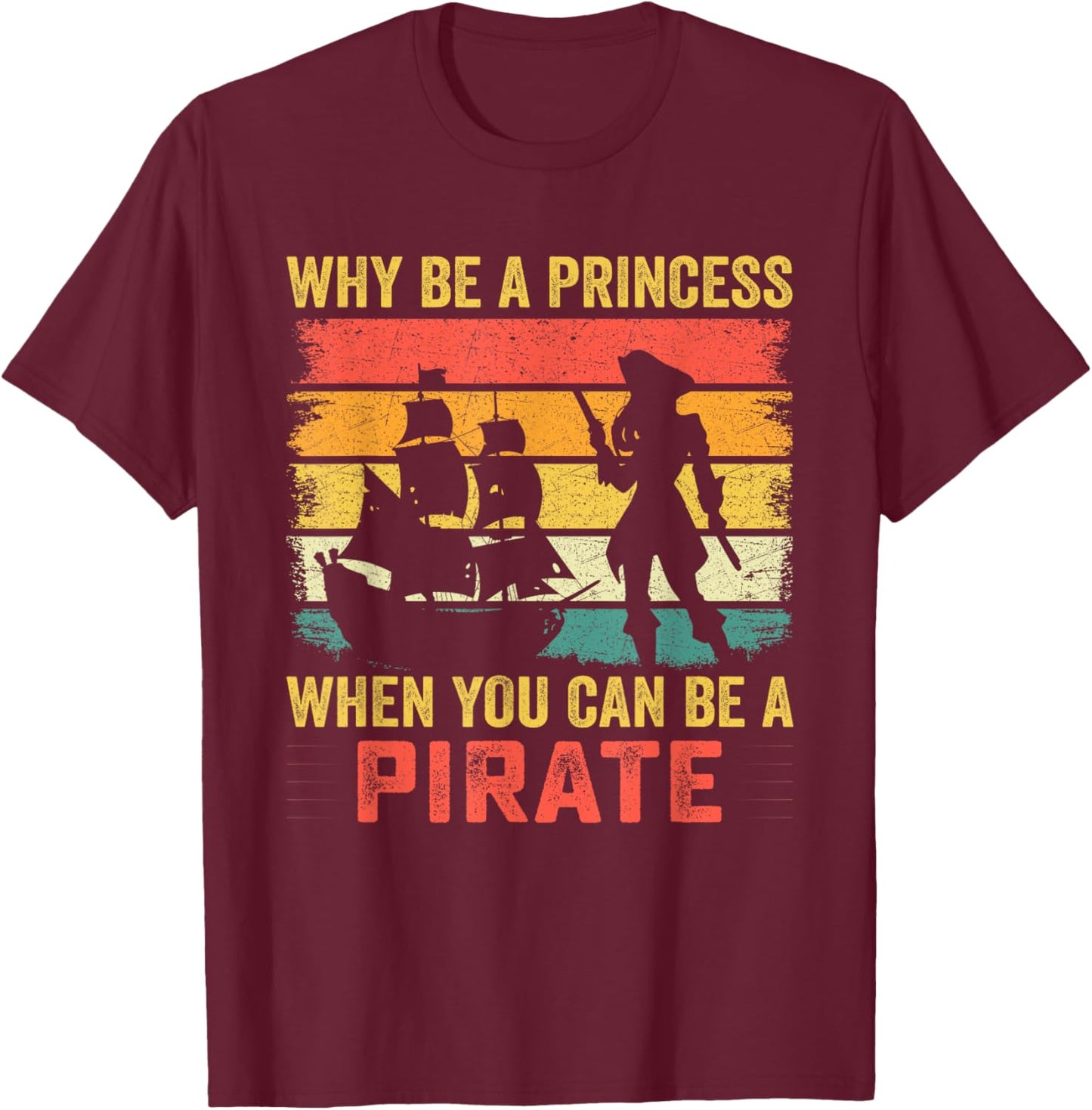 Pirate Princess Crossbones Girl Retro Pirates Women T-Shirt - T-Shirt | Maroon