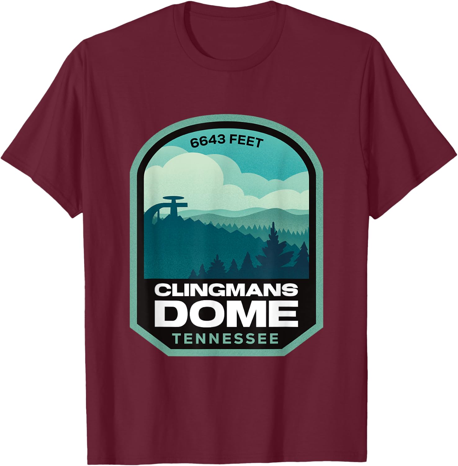 Clingmans Dome Smoky Mountains Tennessee T-Shirt - T-Shirt | Maroon