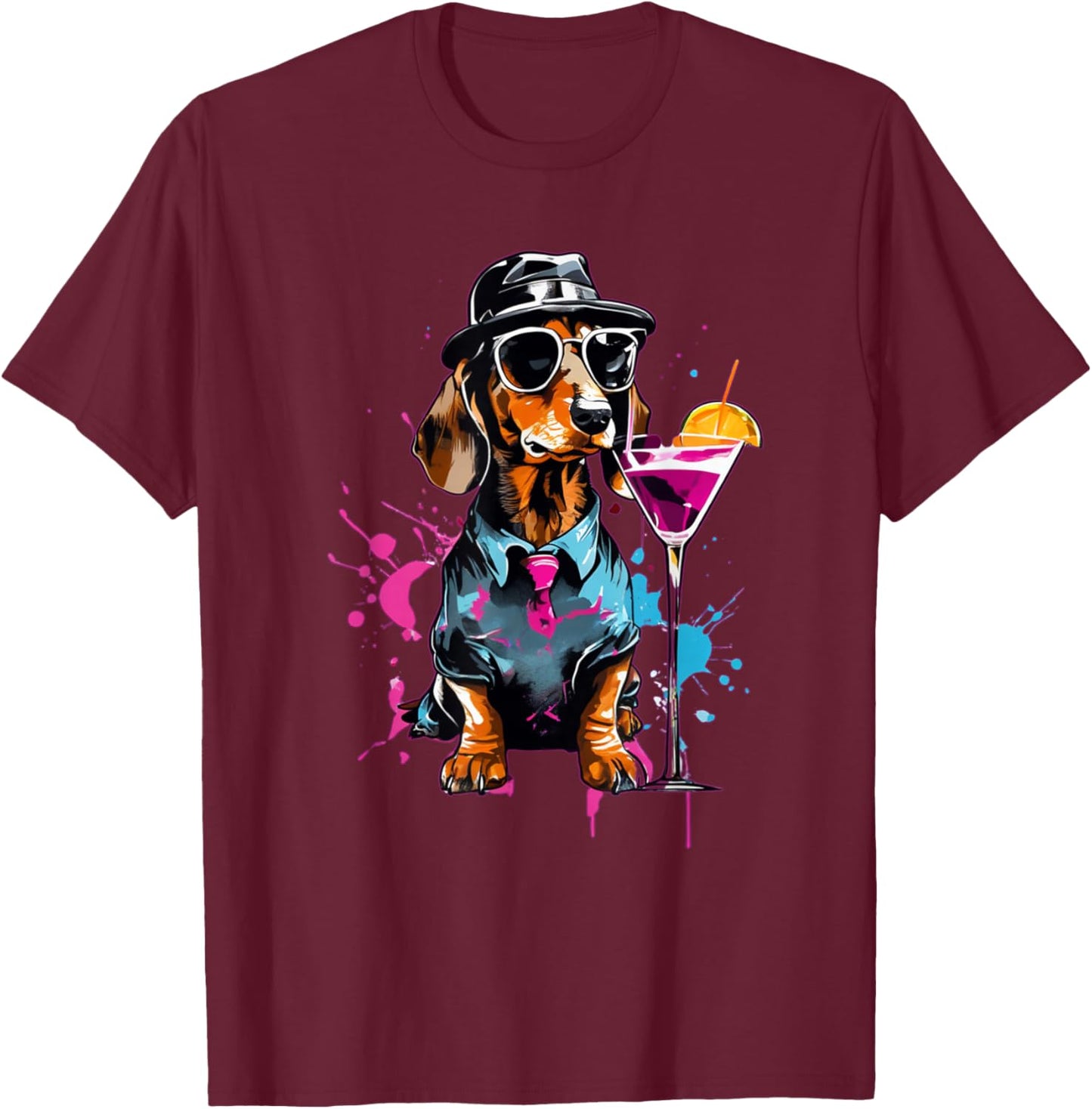 Martini Cocktail Lover Dachshund Cocktail Weenies Dachshund T-Shirt - T-Shirt | Maroon