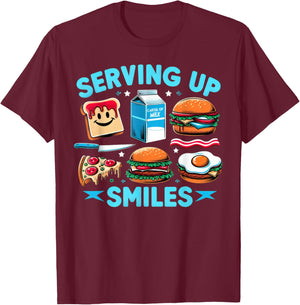 Serving up Smiles Lunch Lady T-Shirt - T-Shirt | Maroon