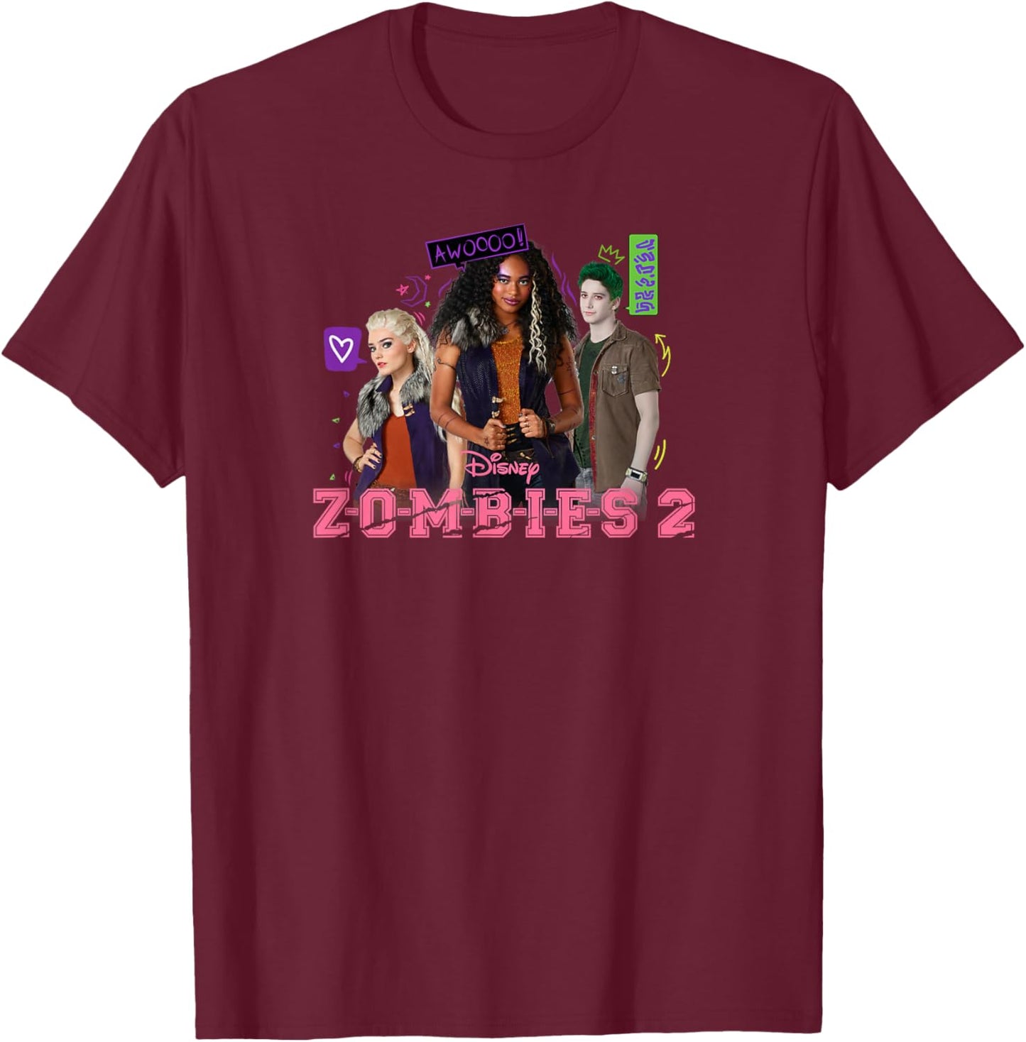 Zombies 2 - Zed Willa Addison Trio T-Shirt - T-Shirt | Maroon