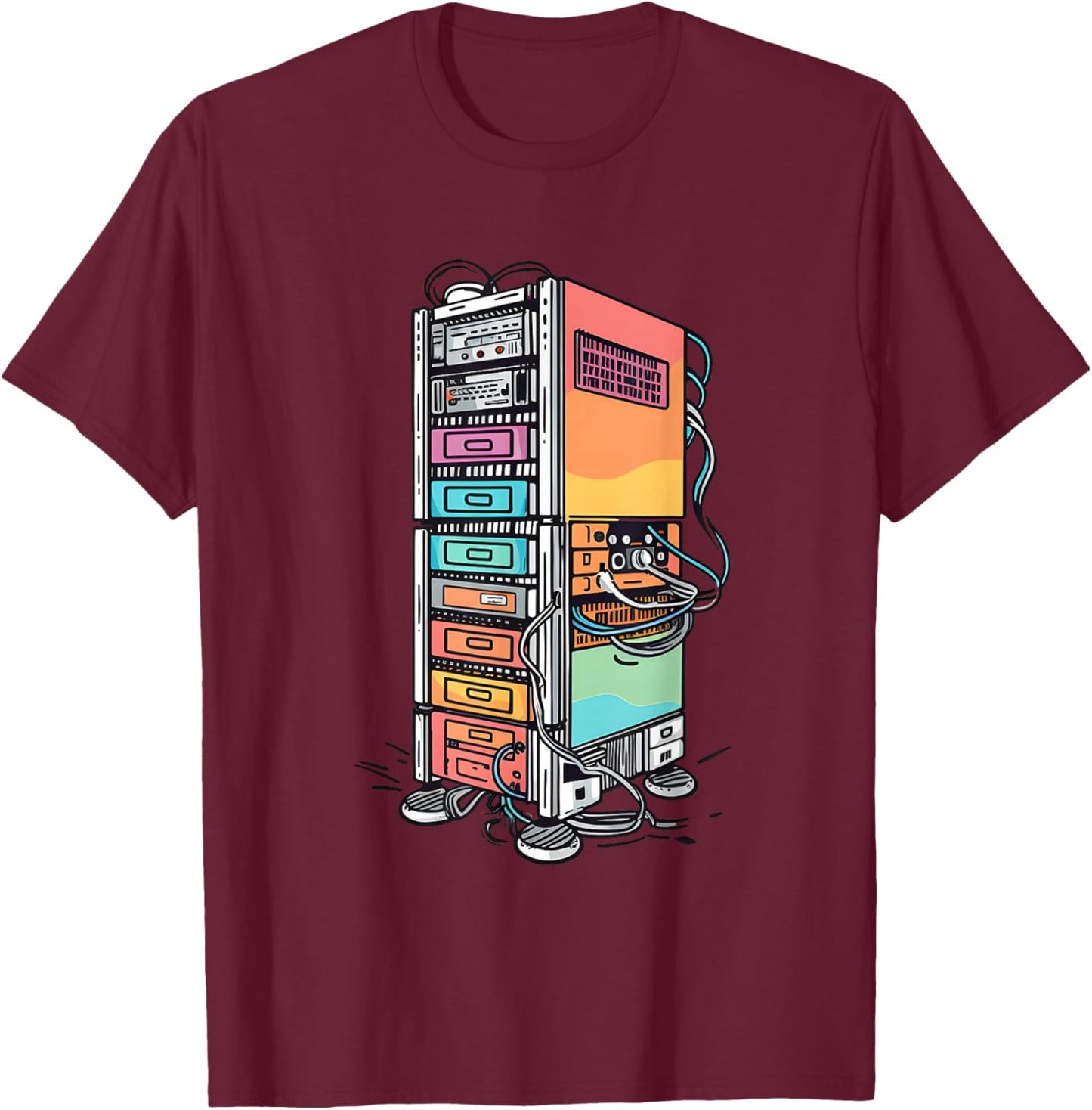 Computer Server Network Rack Homelab Sysadmin Engineer T-Shirt - T-Shirt | Maroon