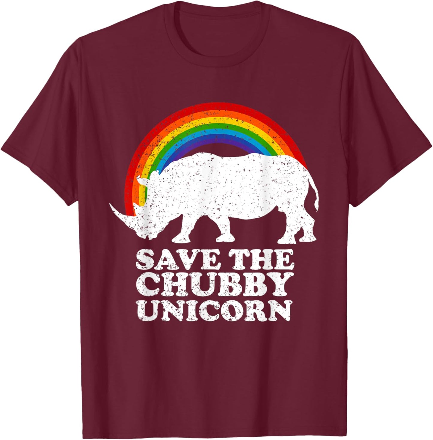 save the chubby unicorns rainbow Save the Rhino Day T-Shirt - T-Shirt | Maroon