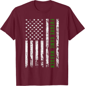 Future Game Warden Outfit Gift -Adults & Kids Black Animal-Themed Game Warden Small Short Sleeve T-Shirt - T-Shirt | Maroon