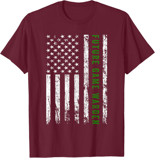 Future Game Warden Outfit Gift -Adults & Kids Black Animal-Themed Game Warden Small Short Sleeve T-Shirt - T-Shirt | Maroon