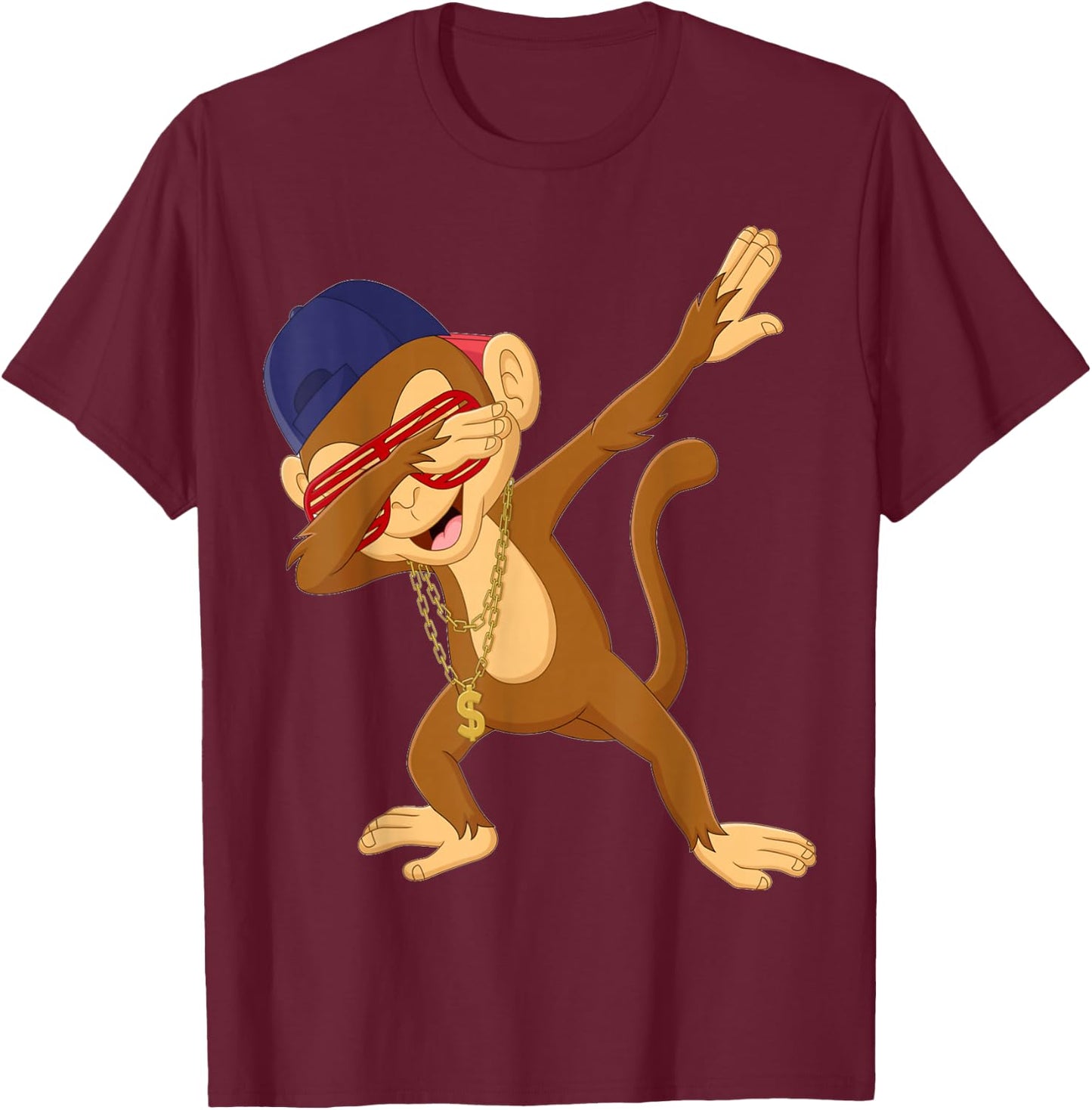 Dabbing Monkey Dab Dance Funny Monkey Graphic T-Shirt - T-Shirt | Maroon