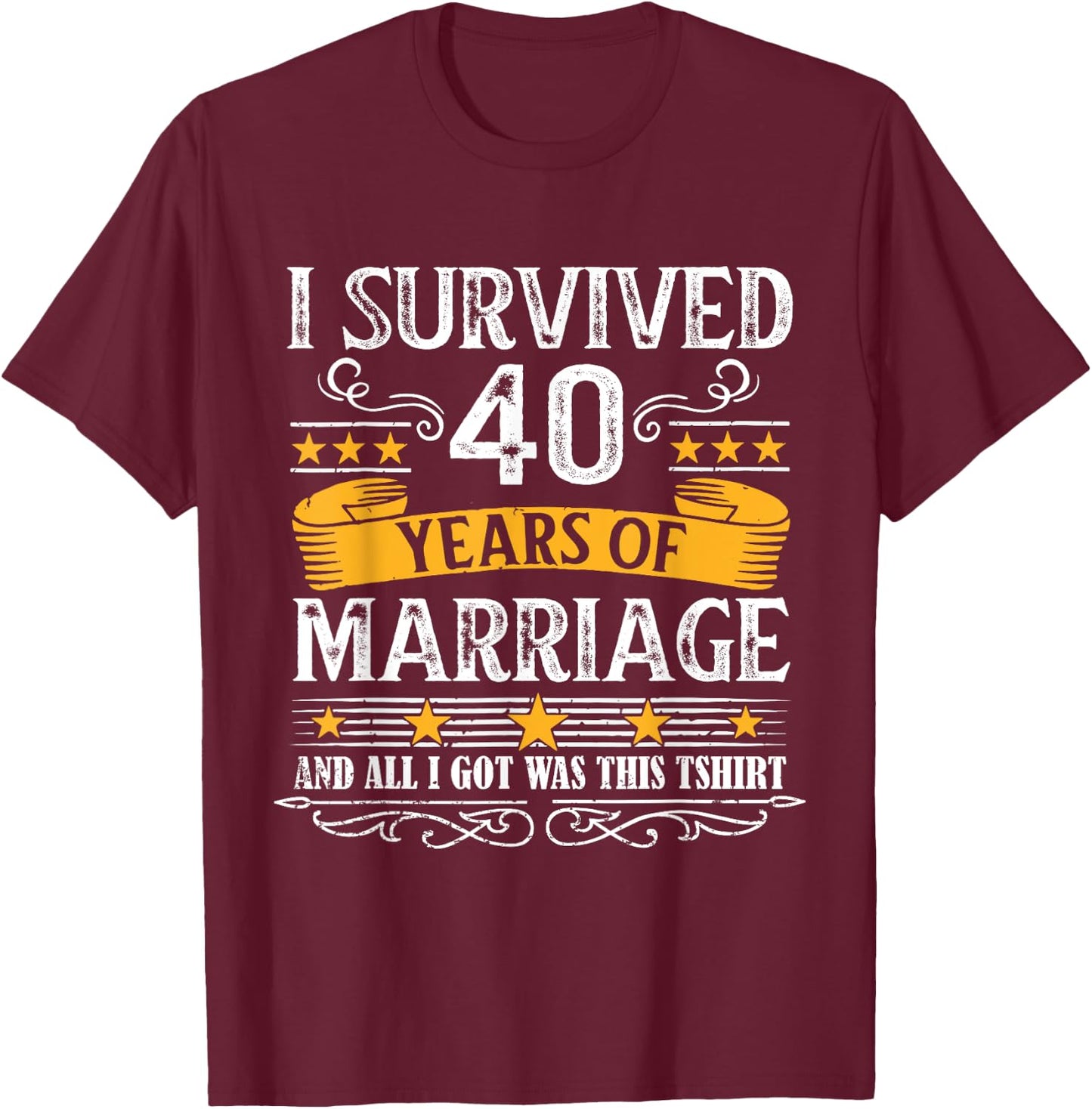 40th Wedding Anniversary shirt Couples Husband Wife 40 Years T-Shirt - T-Shirt | Maroon