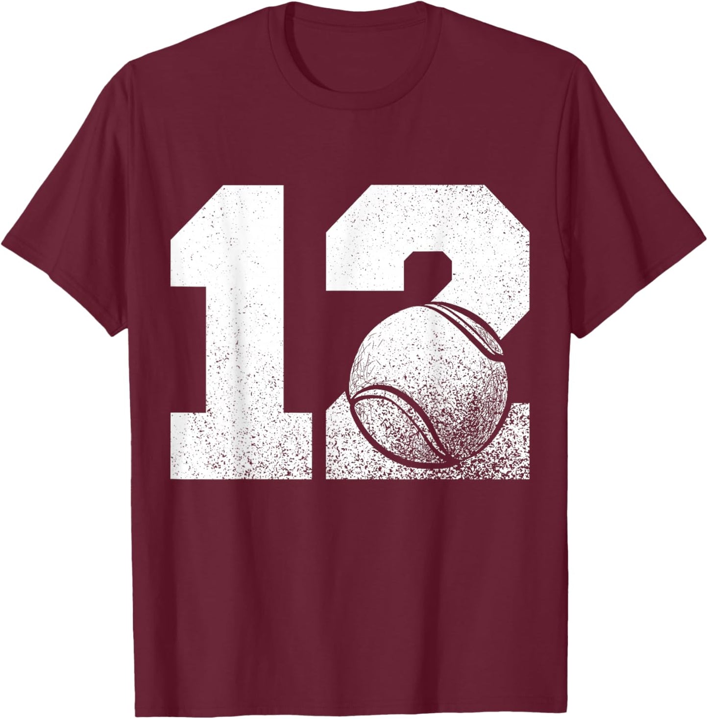 12th Birthday Boy Tennis Player Tennis 12 Years Old T-Shirt - T-Shirt | Maroon