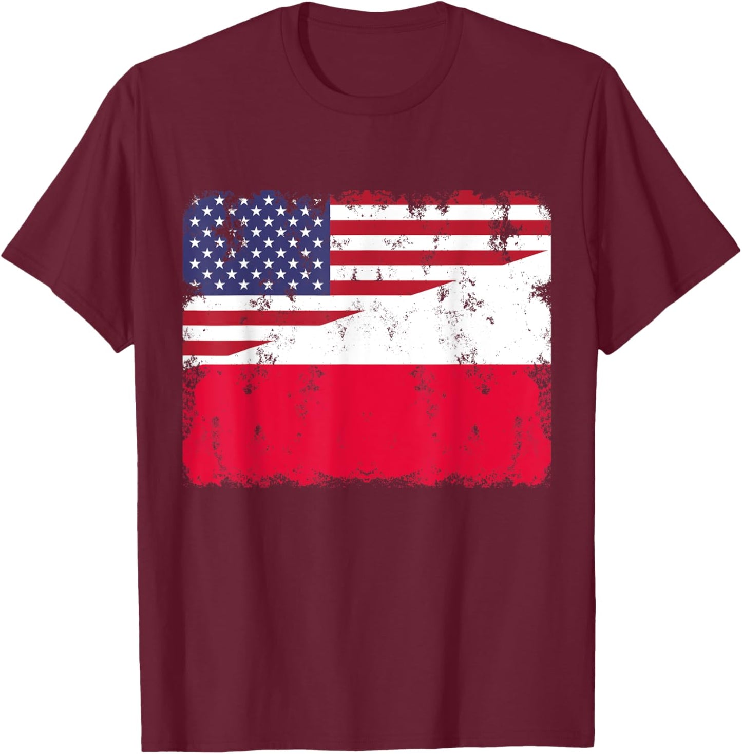 Poland Polska Polish American Flag Pride Heritage T-Shirt - T-Shirt | Maroon