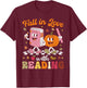 Retro Fall in Love with Learning Pumpkin Autumn Teacher T-Shirt - T-Shirt | Maroon