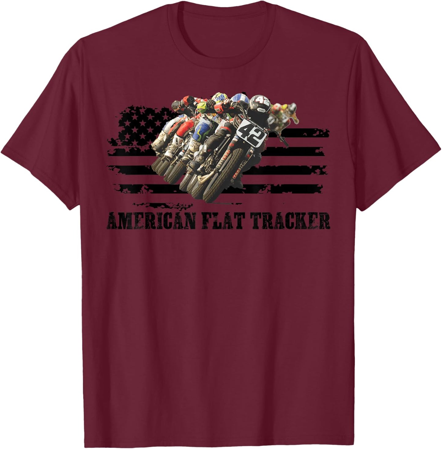 American Flat Tracker Men Women Adults Teens Boys Girls T-Shirt - T-Shirt | Maroon