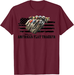 American Flat Tracker Men Women Adults Teens Boys Girls T-Shirt - T-Shirt | Maroon
