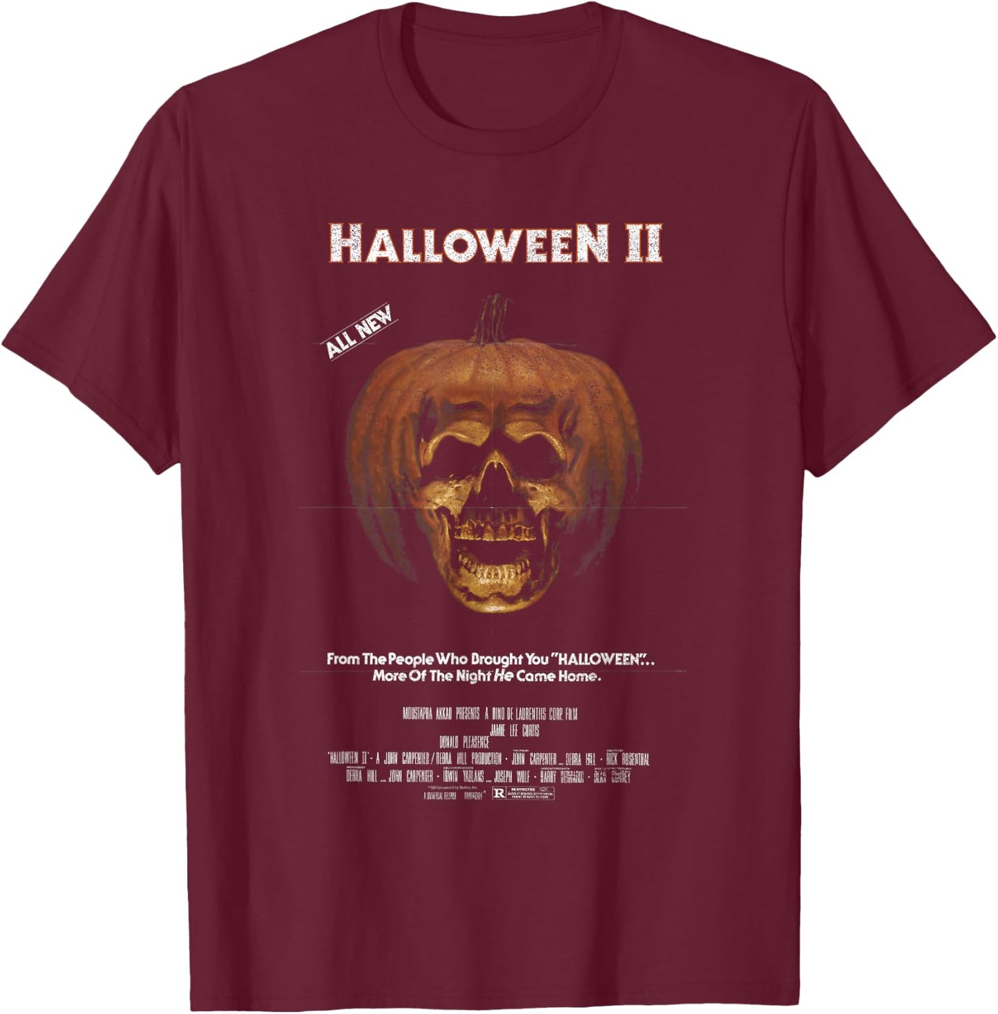 Halloween 2 Carved Pumpkin Poster T-Shirt - T-Shirt | Maroon