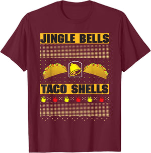 Taco Lover Mexican Food Jingle Bells Taco Shells T-Shirt - T-Shirt | Maroon