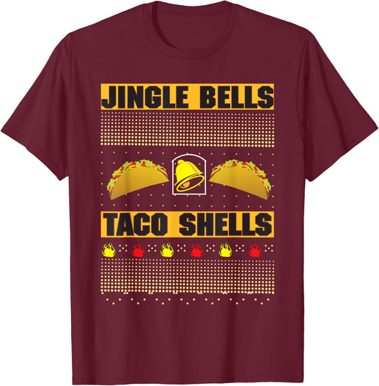 Taco Lover Mexican Food Jingle Bells Taco Shells T-Shirt - T-Shirt | Maroon