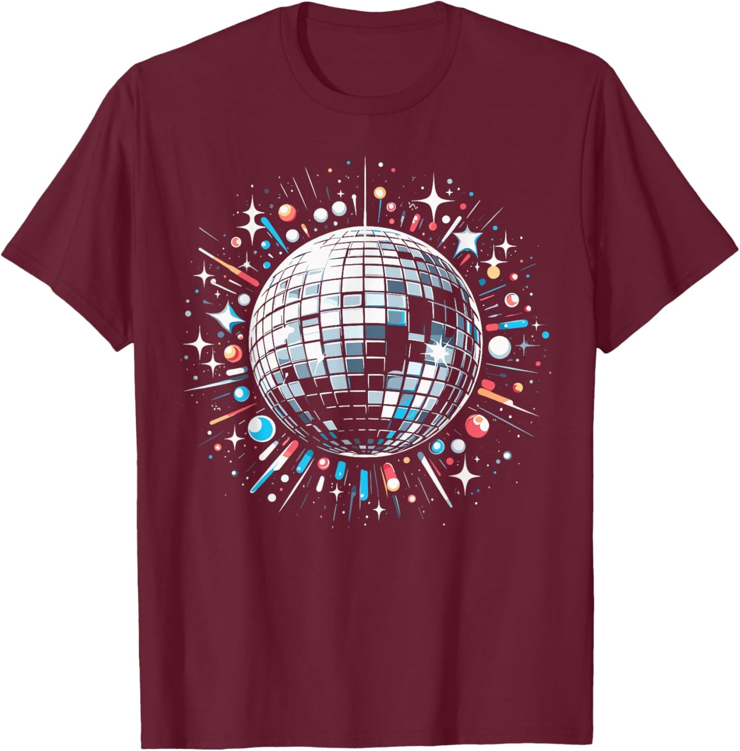 Disco Ball Celebration Design - Party Vibes T-Shirt - T-Shirt | Maroon