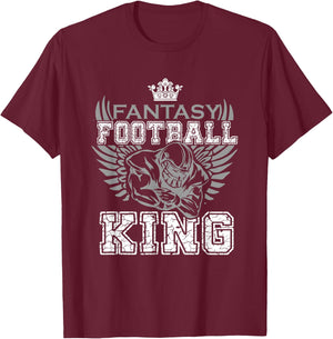 Fantasy Football King Funny Draft Day Champion Party Sports T-Shirt - T-Shirt | Maroon